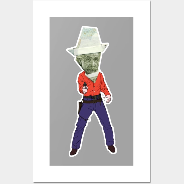 Sheriff Einstein / Money Origami T-Shirt Wall Art by yosuke